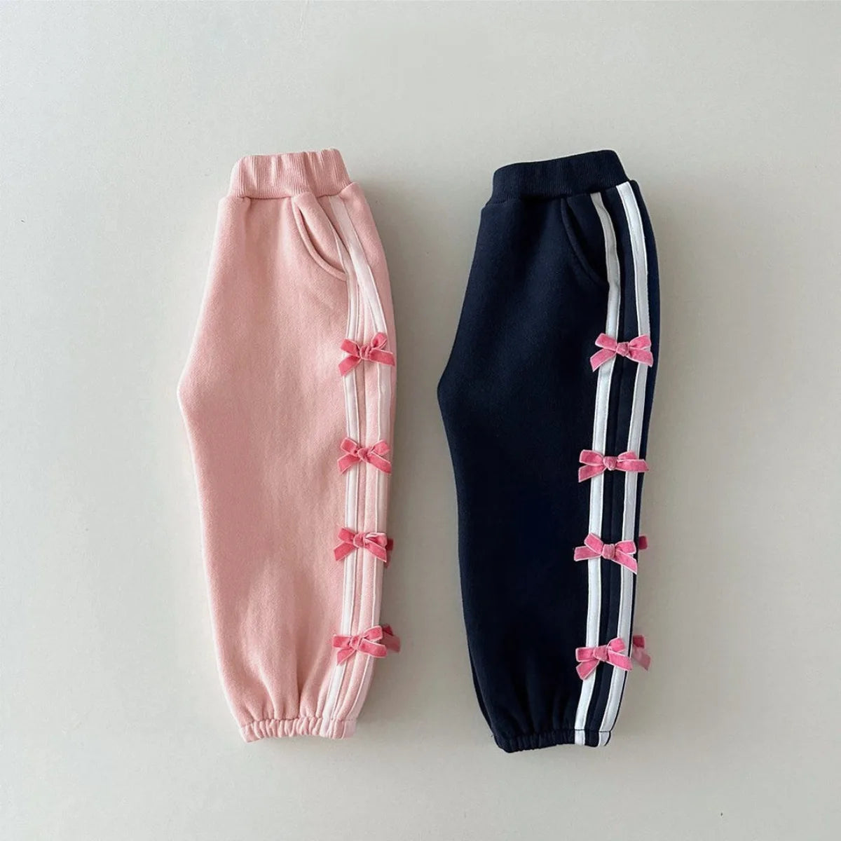Spring New Baby Girl Vertical Striped Sports Pants Infant Cute Bow Sweatpants Toddler Versatile Casual Pants Kids Trousers kids girls  toddlers