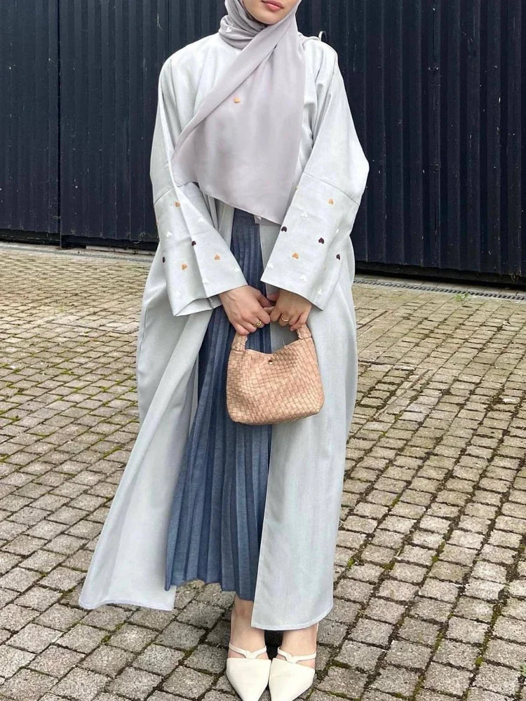 Spring Embroidery Muslim Abaya Women Eid Dress Morocco Ramadan Lace-up Abayas Kaftan Islam Cardigan Dubai Arab Long Robe