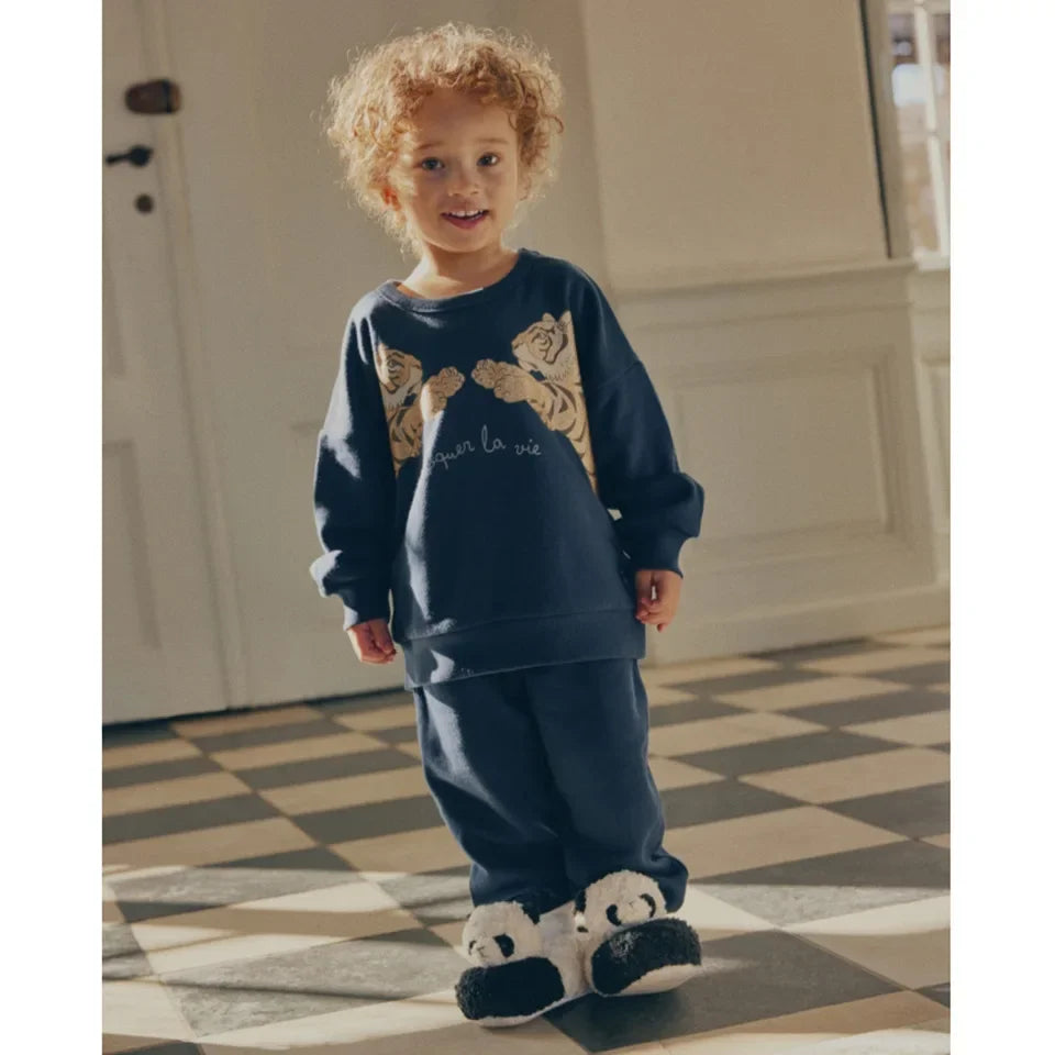 Autumn Konges Slojd Kids Clothing Baby Boys Fleece Cotton Sweatshirts Girls Cartoon Swan Dinosaur Pullover Children Top Trousers kids girls boys