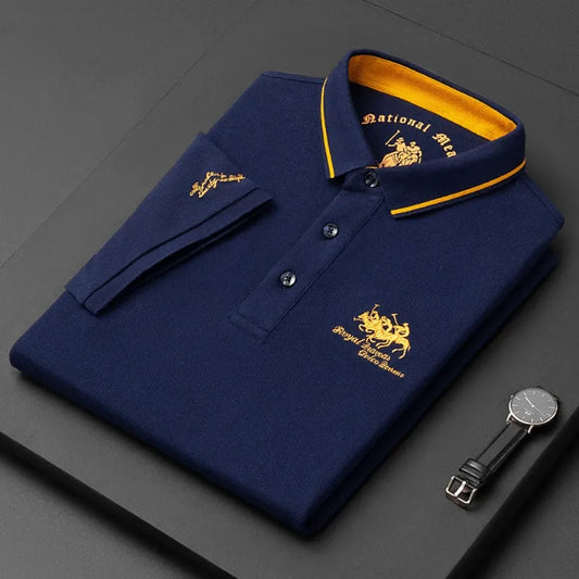 Polo Shirt Men's High-end Luxury Top Summer Casual Lapel Short Sleeve T-shirt Korean Fashion Men's