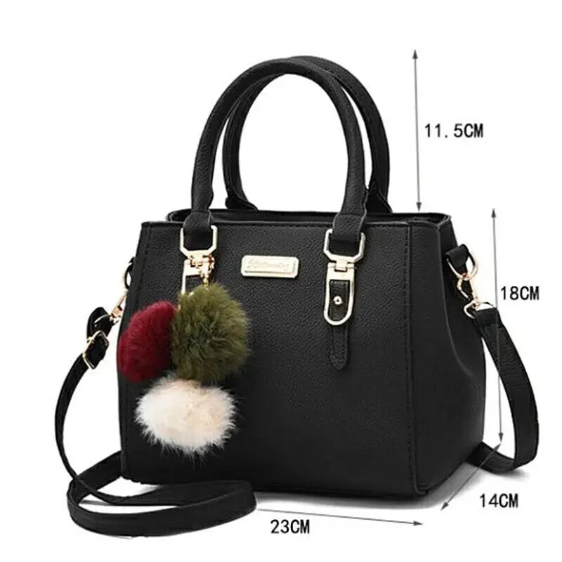 Leather Ladies Hand Bags Women Vintage Purse Plush Tassel Messenger Bags Tote Boston Shoulder Crossbody Bag
