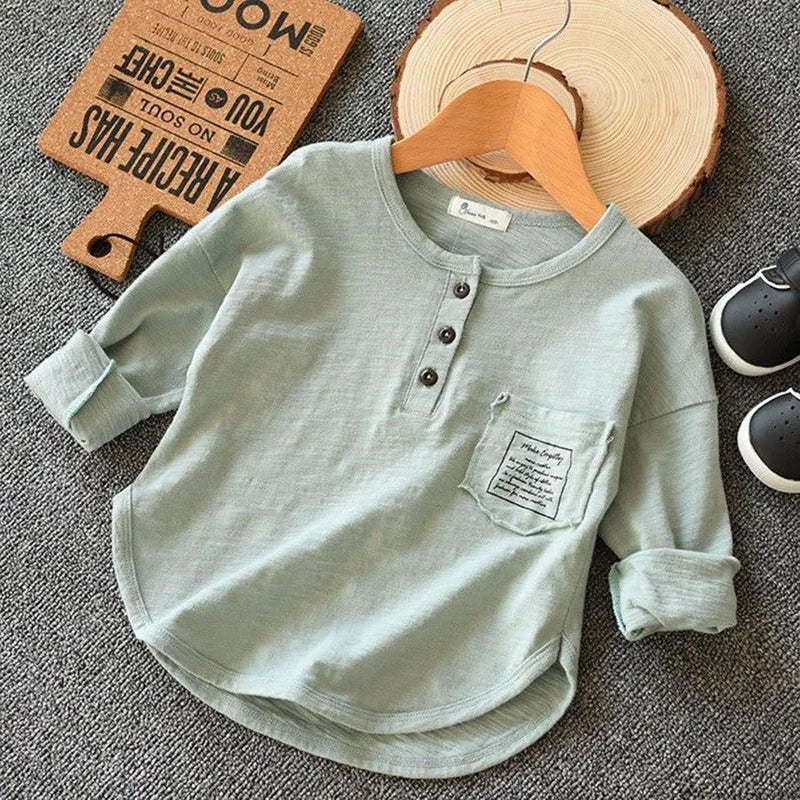 Spring Autumn Long Sleeve Teen Boys T-shirt Casual Cotton Tops Fashion Korean Version Girls Sweatshirt Kids Clothes