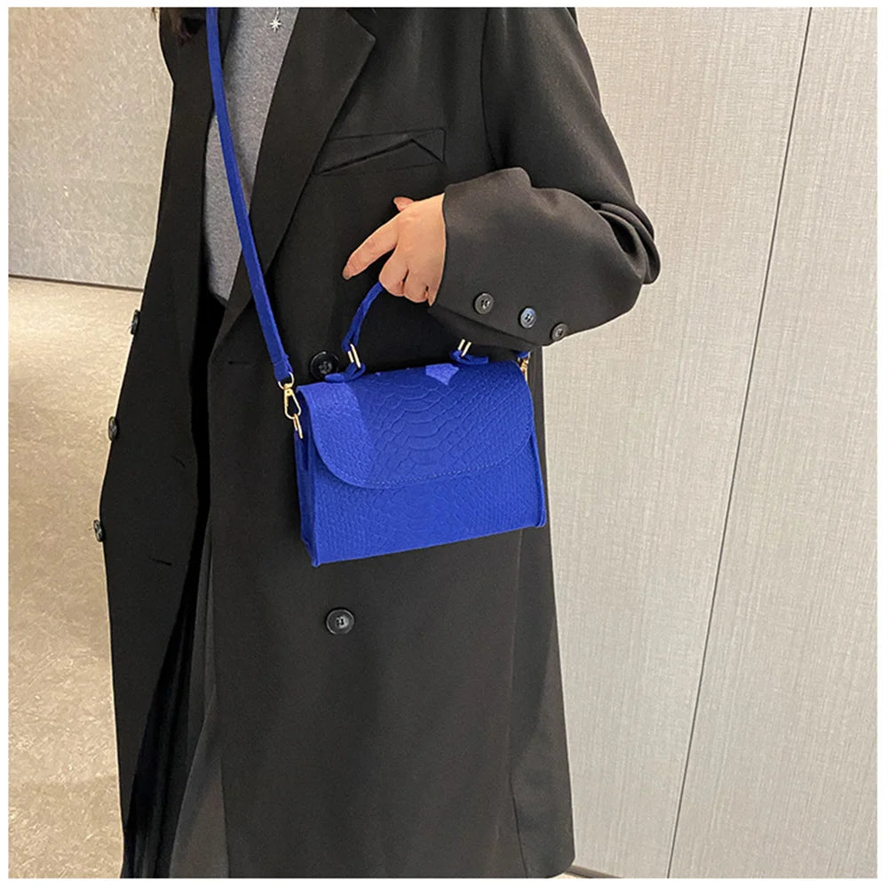 Women's Felt Shoulder Bag Ladies Handbags Luxury Designer Fashion Alligator Pattern Square Crossbody Bag Messenger Bag