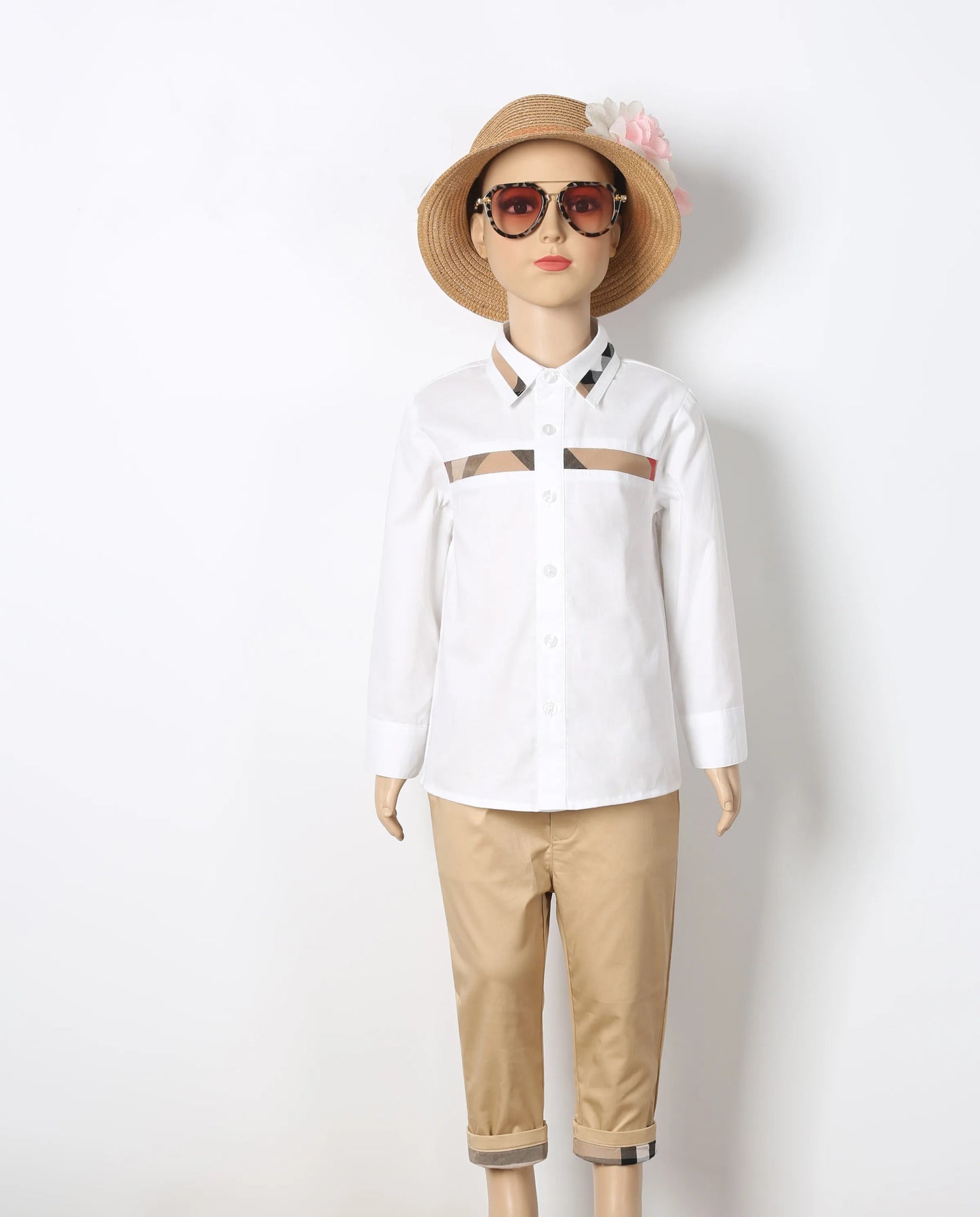 New Boys Blouse Shirt Long Sleeve White Shirt Solid Boutique Formal Top For Kids Teen Clothes Birthday Party Summer Autumn