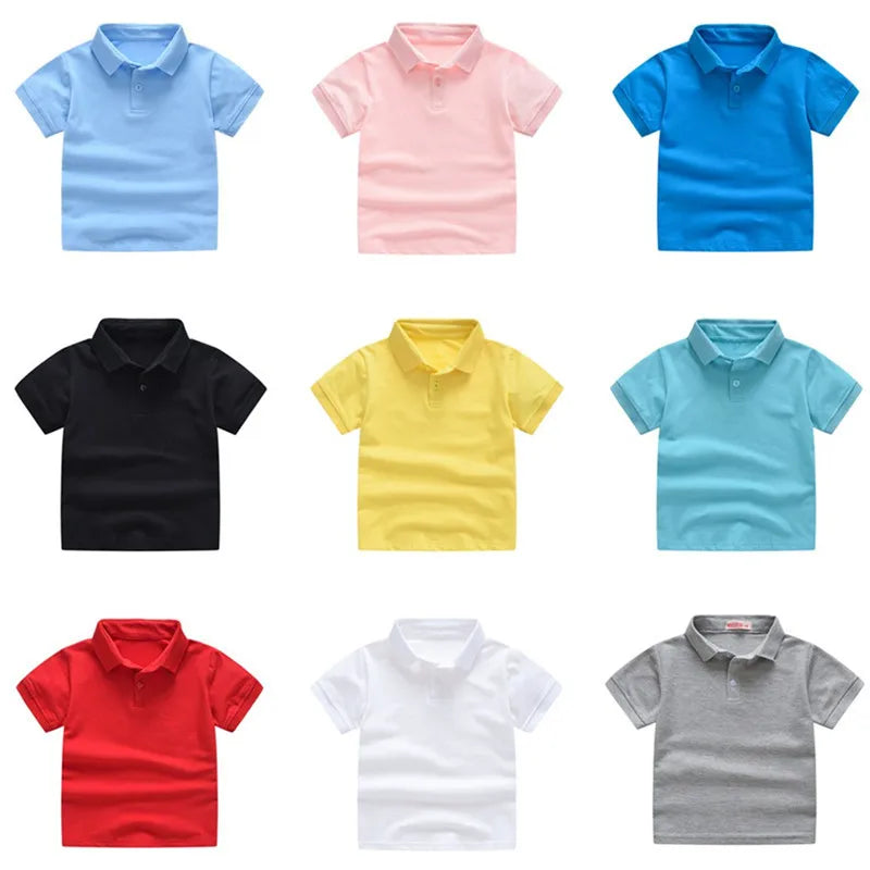 Summer Baby Boys Short Sleeve Solid Polo T-shirt Kids Cotton Clothes Toddler Girls Classical Polos T Shirt Tops School Uniform unisex girls boys