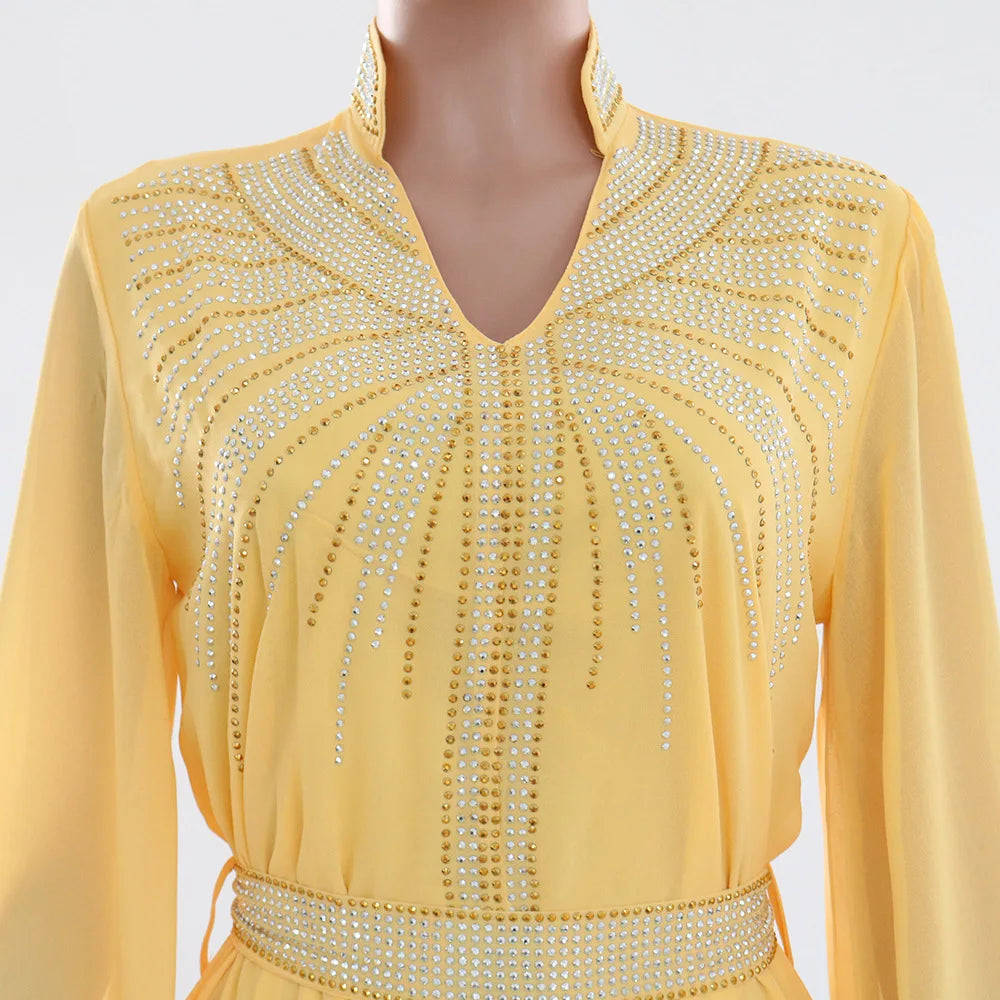 Luxury Abaya Diamonds Muslim Elegant Women Dresses