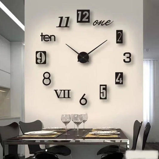 New 3D Roman Numeral Acrylic Mirror Wall Clock Sticker Fashion DIY Quartz Clocks Watch Home Decoration Living Room Stickers