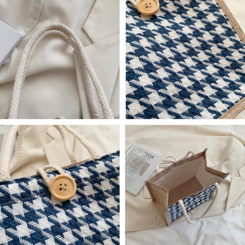 Linen Fashion Ins Large Capacity Food Storage Tote Bag Functional Portable Travel Picnic Outdoor Lady New