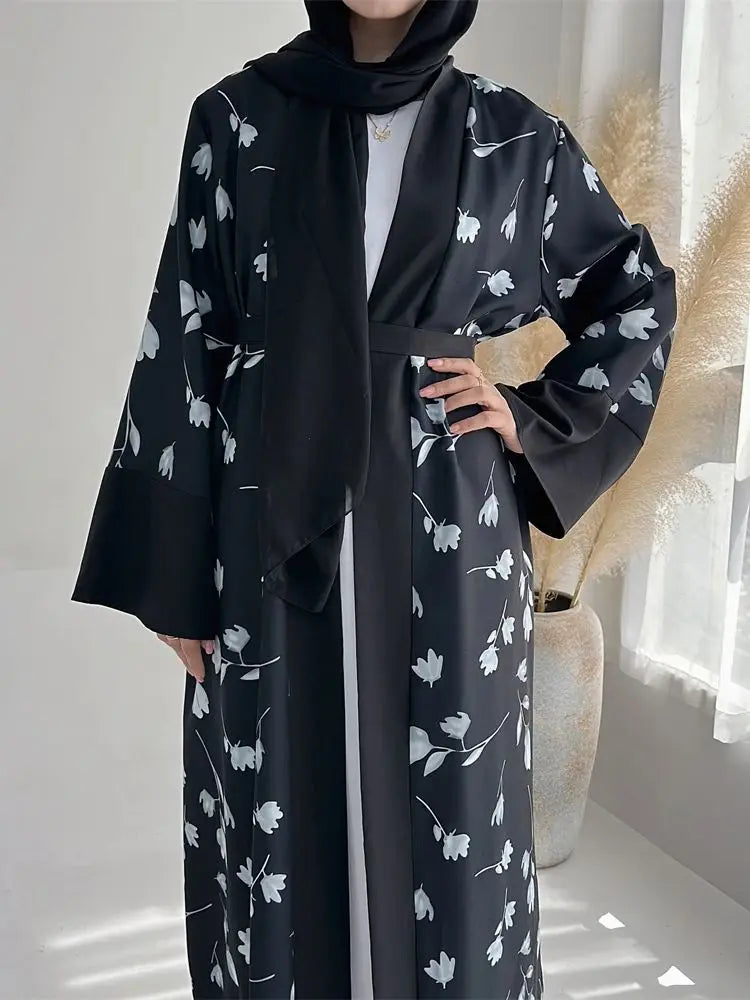 Abayas For Women Black White Muslim Kimono Open Abaya Islam Dress Kebaya Robe Femme Musulmane Kaftan