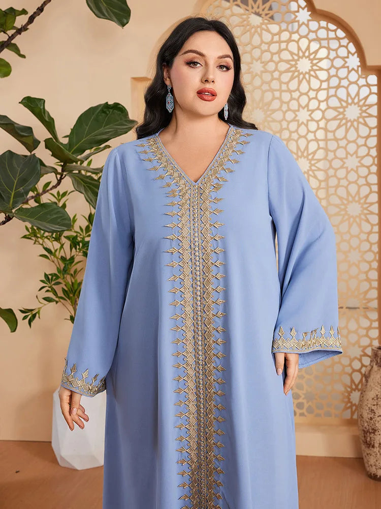 Elegant Lace Tape Trim Gulf Jalabiya Women Muslim Loose Maxi Dress Abaya Eid Ramadan Djellaba Arabic Robe