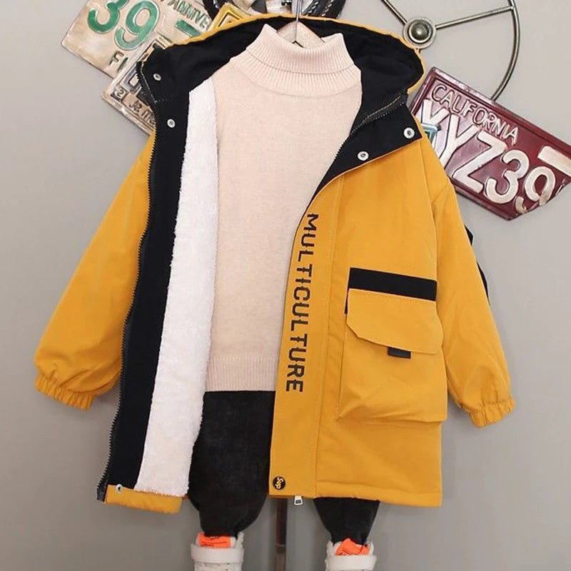 Boys Winter Down Jackets For Kids Clothes Thicken Cotton Coats Long Sleeve Outerwear Children Clothes