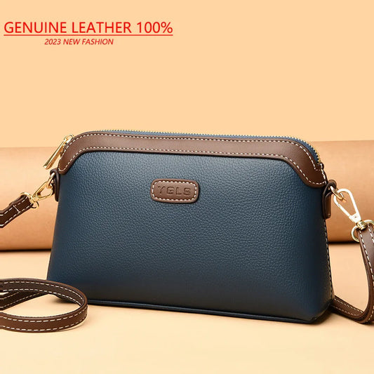 Fashion Solid Color Cow Women Shoulder Crossbody Bag Luxury Ladies Phone Bag And Purses Genuine Leather Handbag Women's Bag