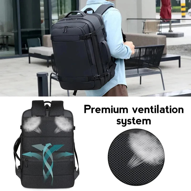 Expandable USB Travel Backpack, Flight Approved Carry On Bags for Airplanes, Water Resistant Durable 17-inch Backpack Men