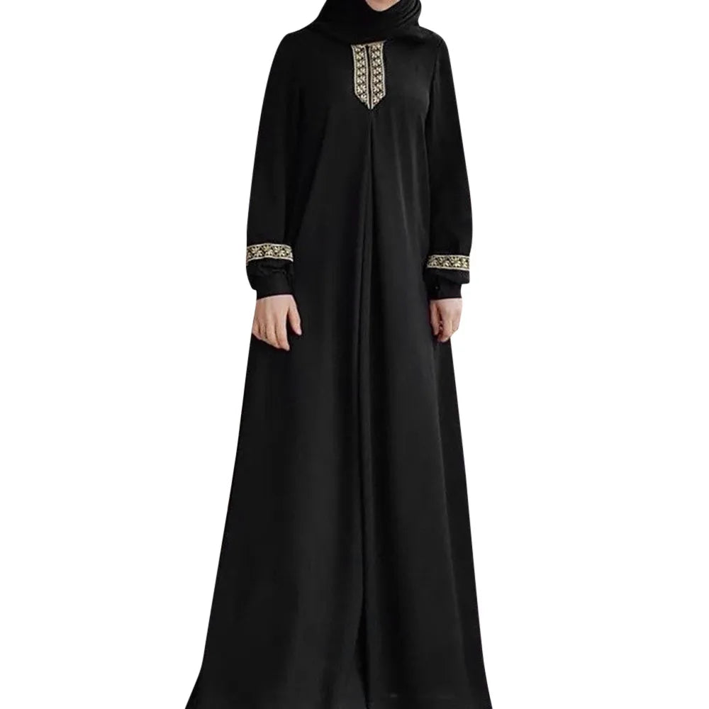 Long Muslim Dress Embroidery Kaftan Plus Size Casual Abaya Dress Muslim Clothes Dress Women Musulmane Vestidos Largos