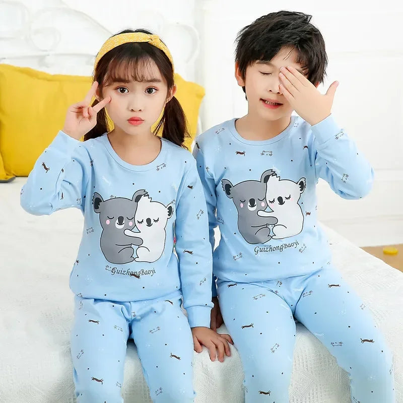 Boys Girls Pajamas Autumn Animal Panda Children's Clothing Sleepwear Cotton Pyjamas Sets For Kids 2 4 6 7 8 10 12 Years