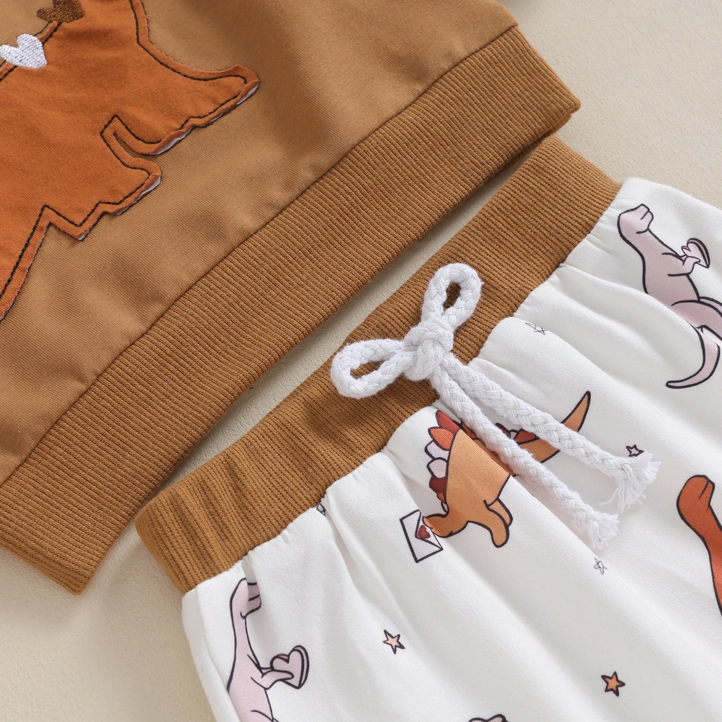 Toddler Boys 2PCS Autumn Fashion Pants Sets Long Sleeve Cartoon Dinosaur Print Sweatshirt and Drawstring Pants Sets