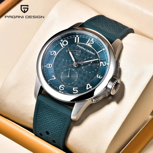 Men's Quartz Watches VH88 Multifunction Stainless Steel Sapphire Business Sport Clock Watch for Men