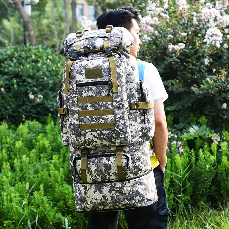 Large Capacity Waterproof Casual Tactical Backpack Men's and Women's Outdoor Sports Hiking Bags Travel Wear Resistant 100L