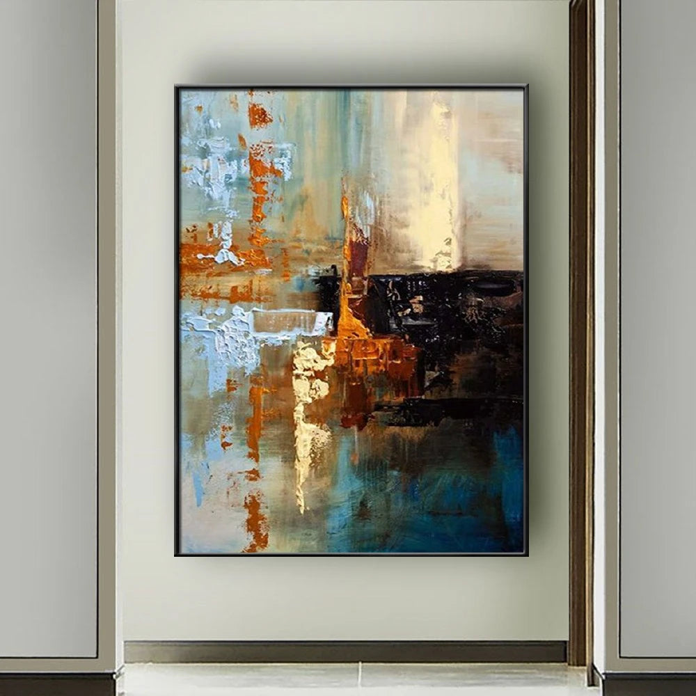Large Handmade Textured Oil Painting On Canvas Modern Abstract POP Geometry Wall Art Picture For Living Room Bedroom Room Decor