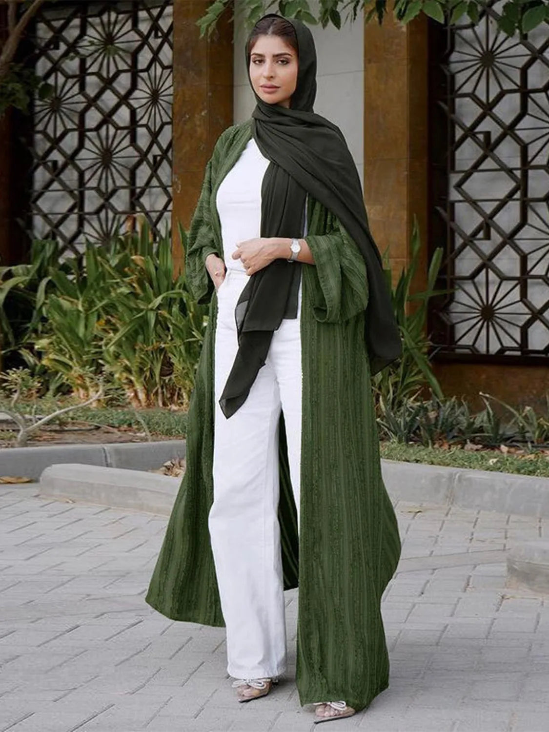 Colors Ramadan Eid Djellaba Abaya Long Sleeve Muslim Dress Kimono Opened Abaya Muslim Islam Abayas With Belt