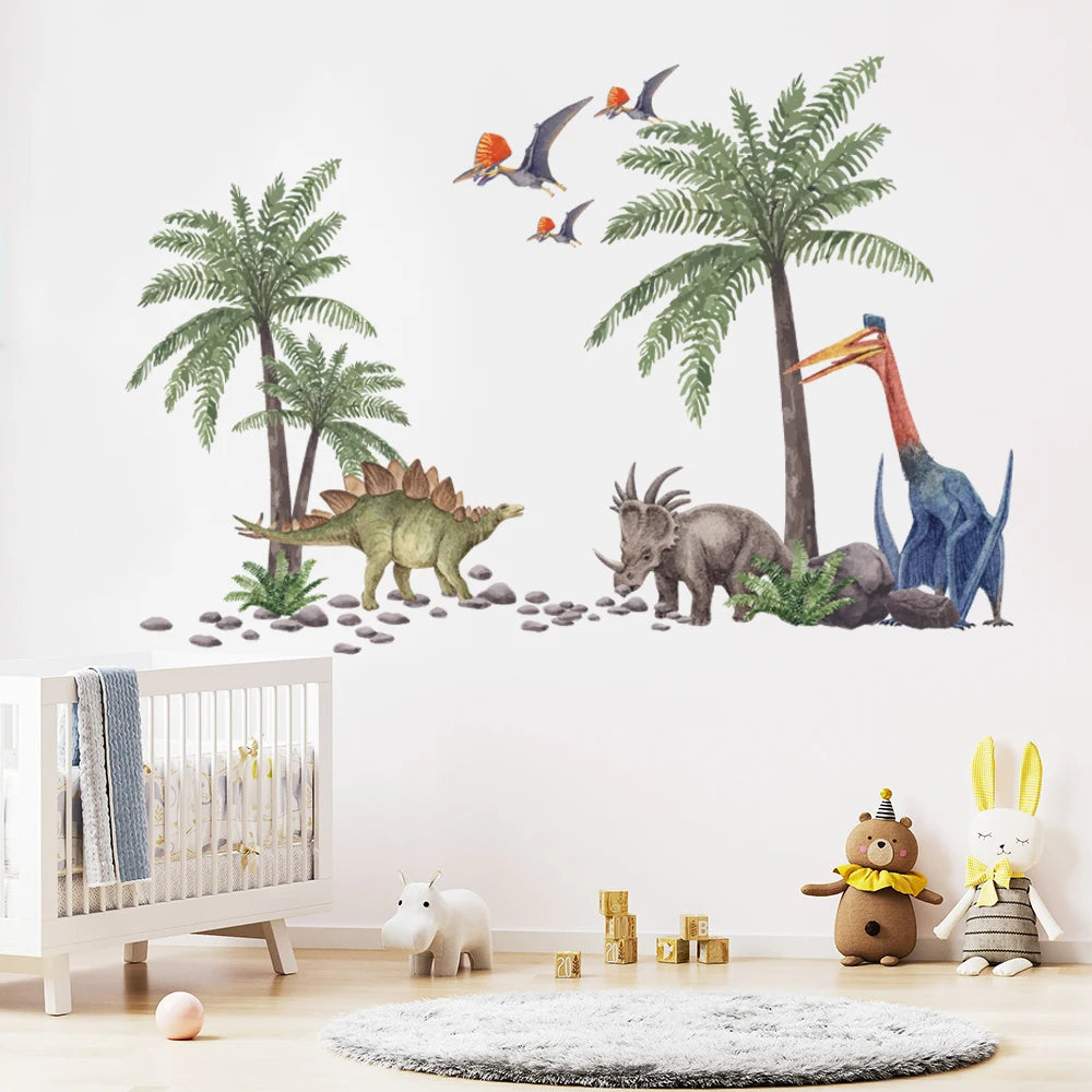 Cartoon Dinosaur Park Wall Sticker For Kids Room Decoration Mural Decor Vinyl Decals For Home Decor  Wall Decor