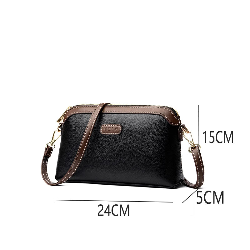 Fashion Solid Color Cow Women Shoulder Crossbody Bag Luxury Ladies Phone Bag And Purses Genuine Leather Handbag Women's Bag