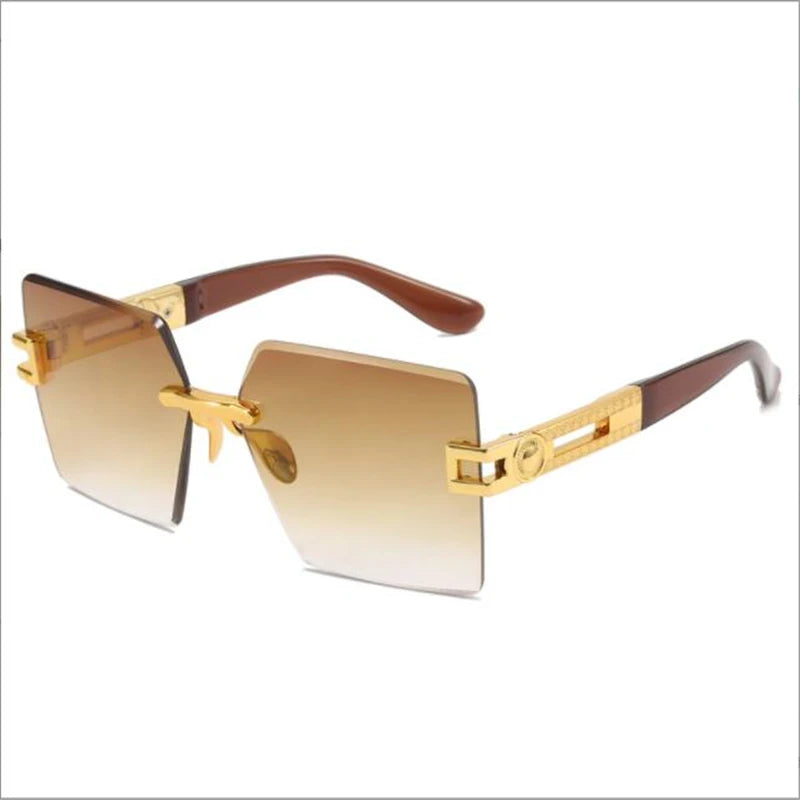 New diamond cut edge square sunglasses  Fashion new metal luxury glasses