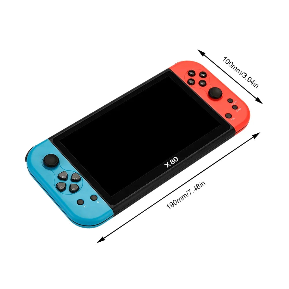 New X80 Handheld Game Console 7 inch Screen Portable Vedio Game Player Quad Core 16GB 10000 Games Retro Arcade Game Machine