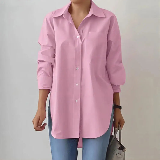 Women Long Sleeve Shirt  Long Sleeve Shirt Stylish Women's Spring Shirt with Turn-down Collar Long Sleeve