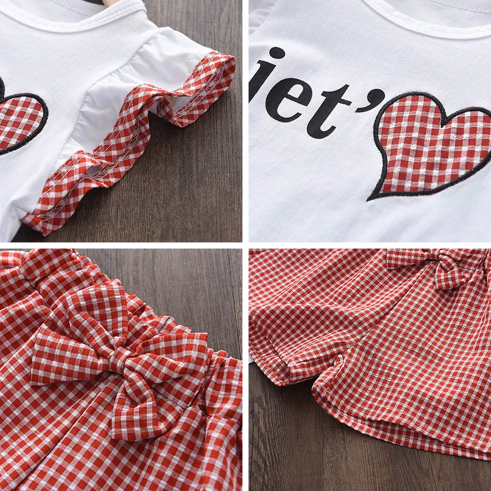 Menoea 2-Pieces Sets Baby Girls Fashion Clothes for Children's Clothing New Summer Kids Plaid Suspender Vest Pants Suits Outfits