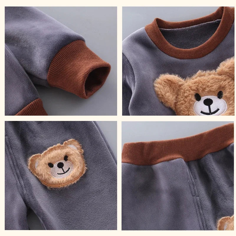 Children Clothing 3Pcs Set Thicken Warm Hooded Outwear Children Sets Three-Piece Outfits Toddler Costume Suit Kids Clothes