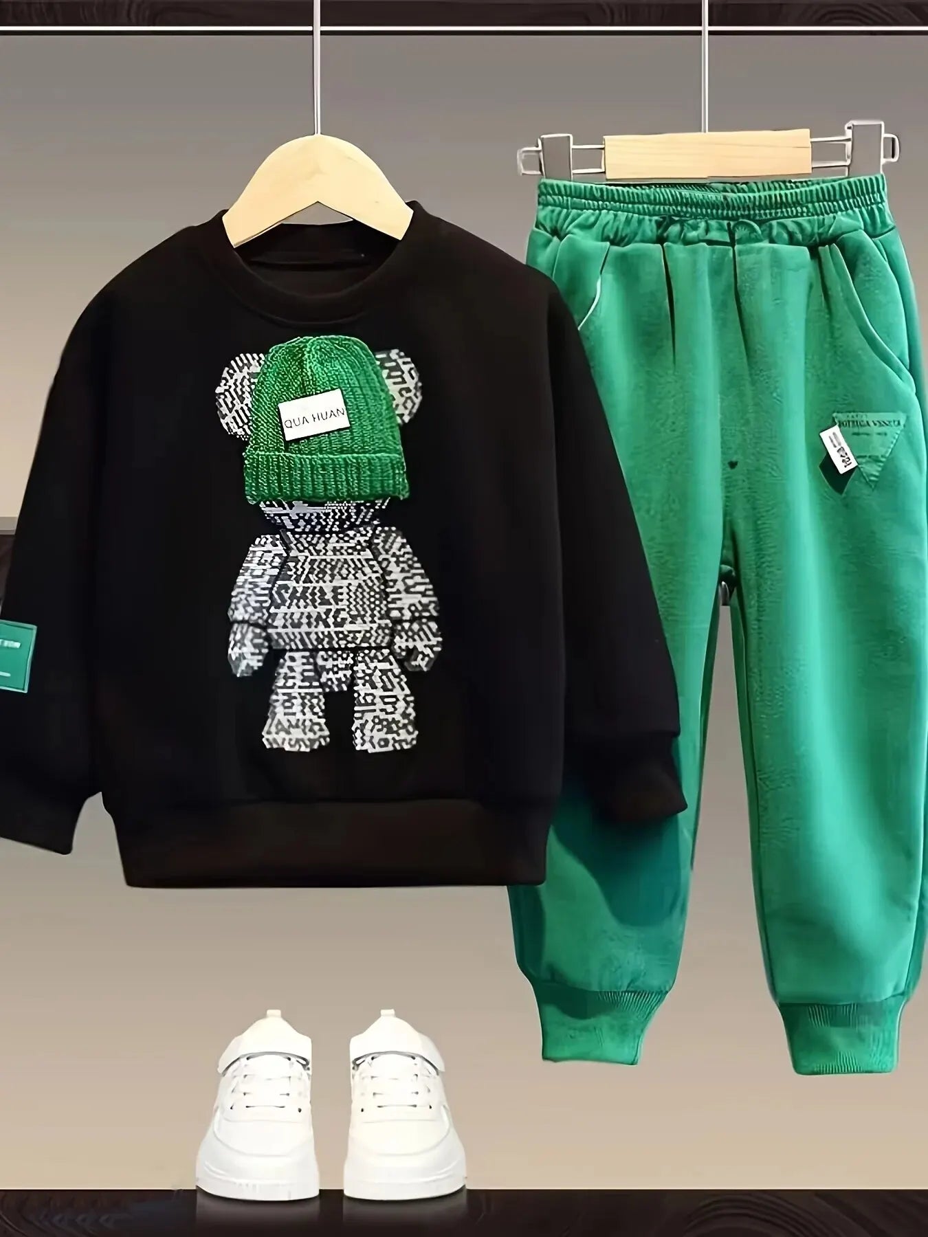 Children Spring Autumn Clothes Sets for Boys Pullover+Pants 2pcs Outfits Cartoon Bear Sweater and Trousers Suit Kids Loungewear
