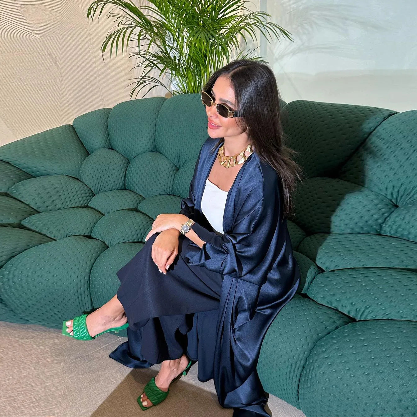 Robe Cardigan Abaya Long Dress Satin Fashion  Jalabiya ,Women's Clothes