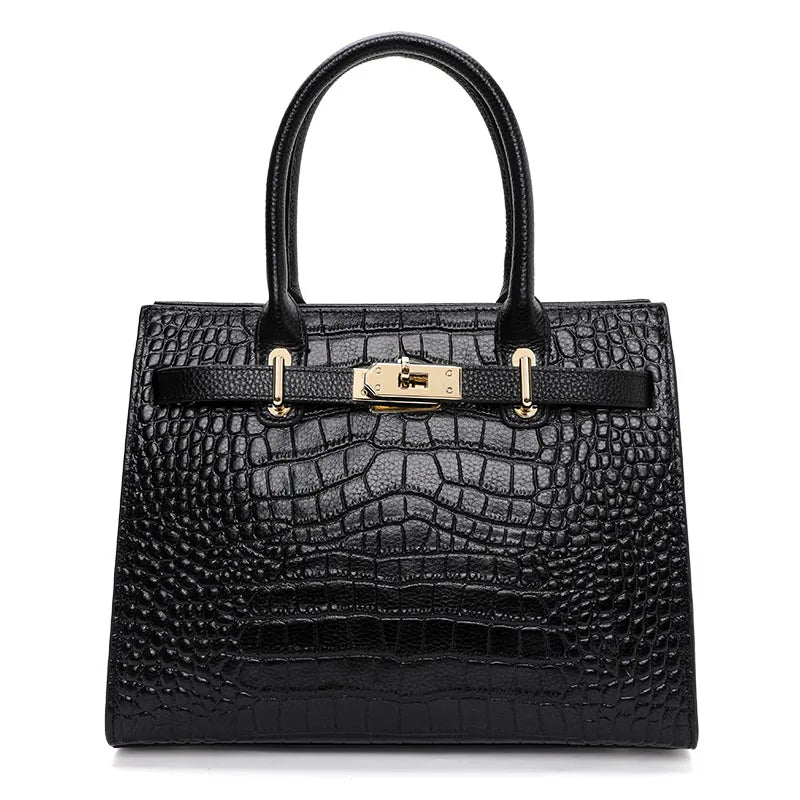 Women's Handbag Crocodile Pattern Square High end Feeling Silk Scarf Cowhide Bag