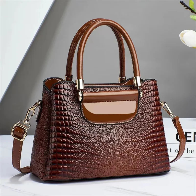 Bright Leather Stone Pattern Women's Bucket Bag High Quality Brand Ladies Handbag Fashion Women's Shoulder Crossbody Bag