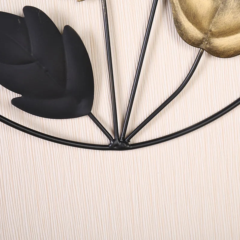 Metal Wall 2pcs  Decor Leaf Sculptures Decorative Wrought Iron Wall Hanging Sofa Background Arts Creative Wall Crafts Decoration