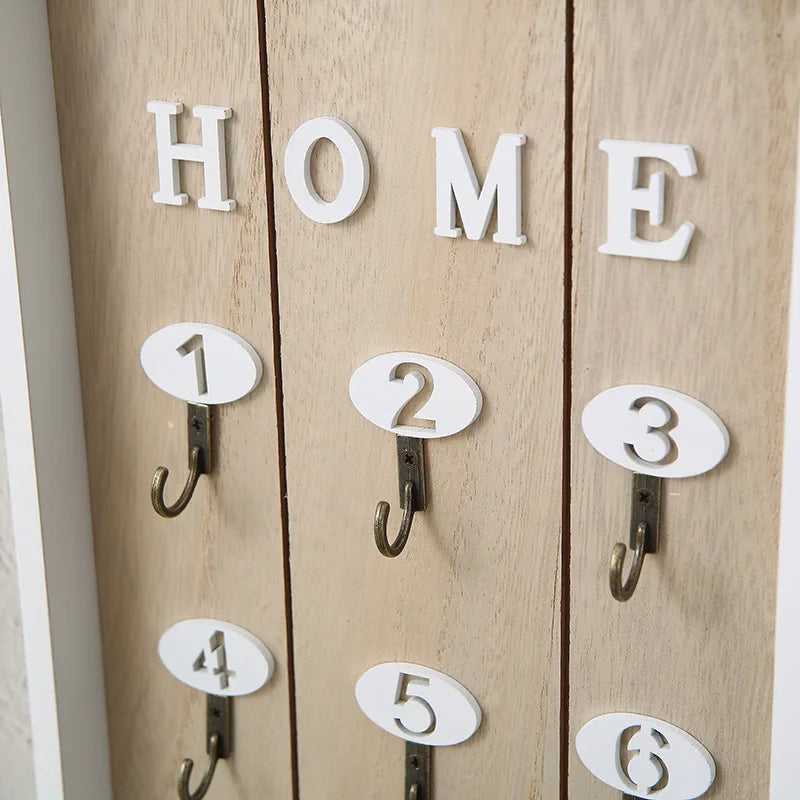 Wooden Key Holder with 6 Hooks for Hanging Keychain decorative Wall Mounted Shelf Home Sundries Organizer Living Room Decoration
