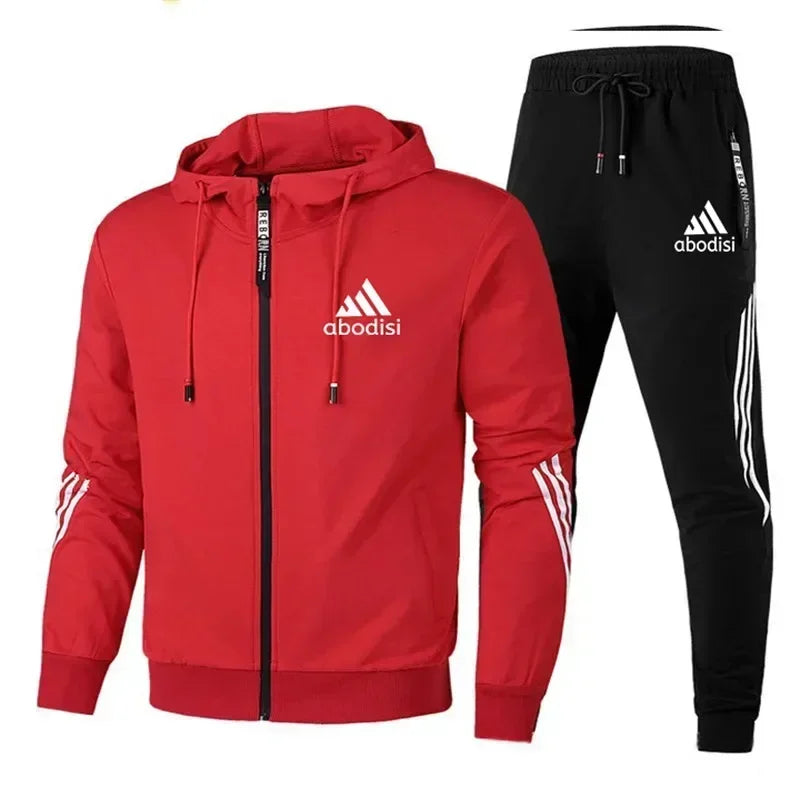 Men's Sets Spring Casual Sportswear Suit Men's Hoodie and Trousers Two-piece Zippered Hooded Sweatshirt Sweatpants Men's Suit