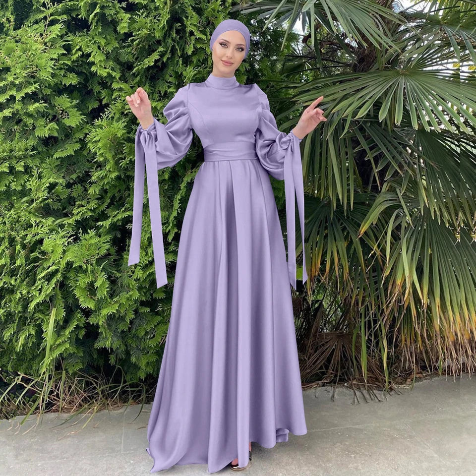 Satin abayas For Women  Kaftan Dubai Turkey Fashion Muslim's Dresses Luxury Islam Robe African Kimono Morocco Clothing Caftan