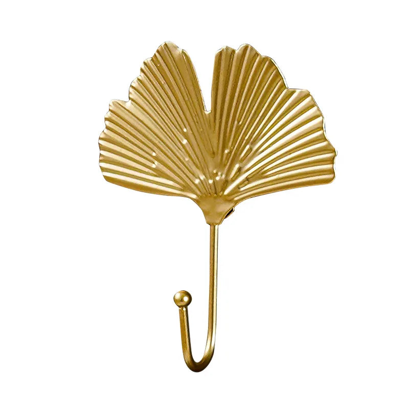 Retro Gold Leaf Shape Hanging Hooks Punch-Free Wall Hanger Hanging Storage Rack Towel Watch Bag Key Self Adhesive Household