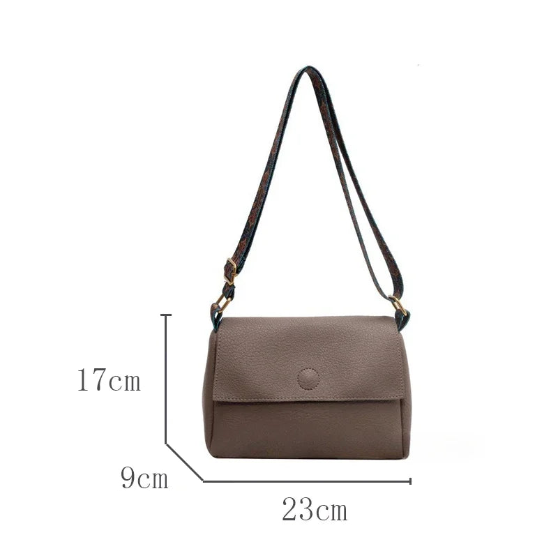 Solid Leather Tote Crossbody Bag for Women  Tend Female Simple Shoulder Side Bag Quality Female Handbags and Purses