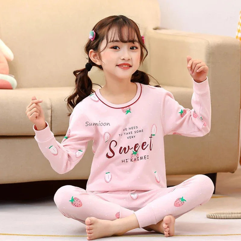 Autumn Children Home Clothes Set Boys and Girls Long-sleeved Pajamas