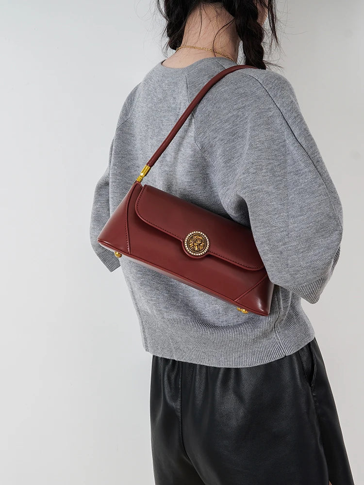 Shoulder Underarm Bag for Women High Grade Red Wedding Bridal Bags Trendy Versatile PU Leather Handbags