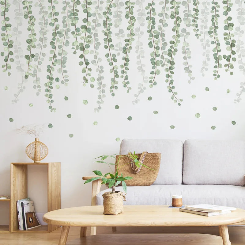 LuanQI Plants Wall Stickers Green Leaves Fujiman Wall Decals Wall Paper DIY Vinyl Murals for Kids Bedroom Living room Decoration