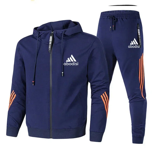 Men's Sets Spring Casual Sportswear Suit Men's Hoodie and Trousers Two-piece Zippered Hooded Sweatshirt Sweatpants Men's Suit