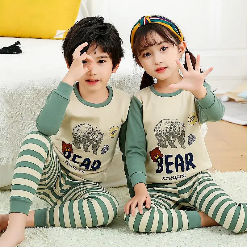 Autumn Children Home Clothes Set Boys and Girls Long-sleeved Pajamas