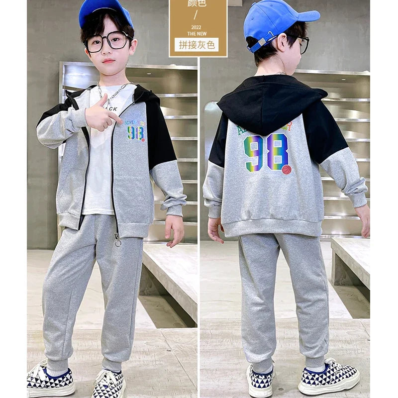 New Spring Autumn Child Boy Clothing Set Letter Hoodies Coats + Pants 2Pcs Tracksuit Suit For Kids Children Present