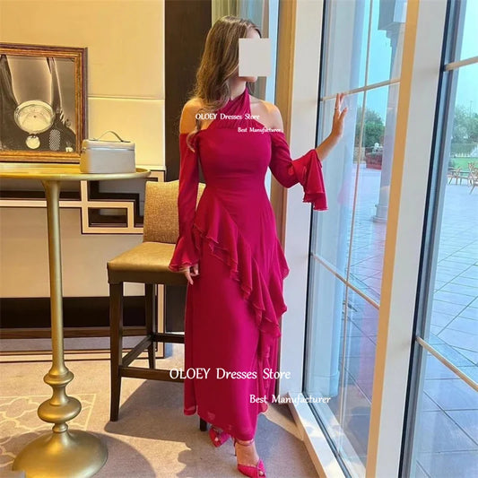 Party Dresses Saudi Arabic Women Long Sleeves Split Ankle Evening Gowns Formal Occasion