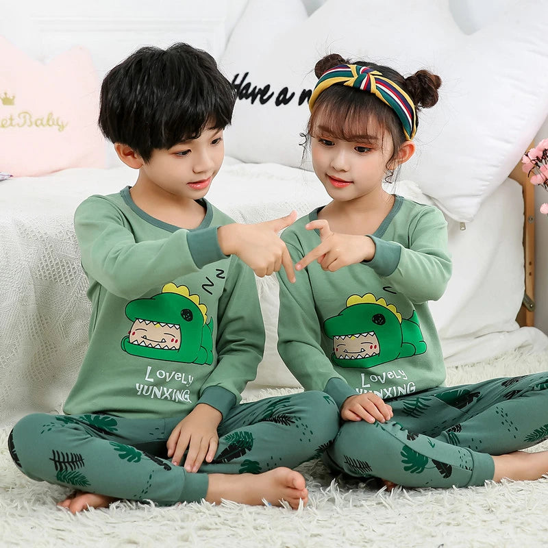 Boys Girls Pajamas Autumn Animal Panda Children's Clothing Sleepwear Cotton Pyjamas Sets For Kids 2 4 6 7 8 10 12 Years