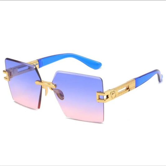 New diamond cut edge square sunglasses  Fashion new metal luxury glasses
